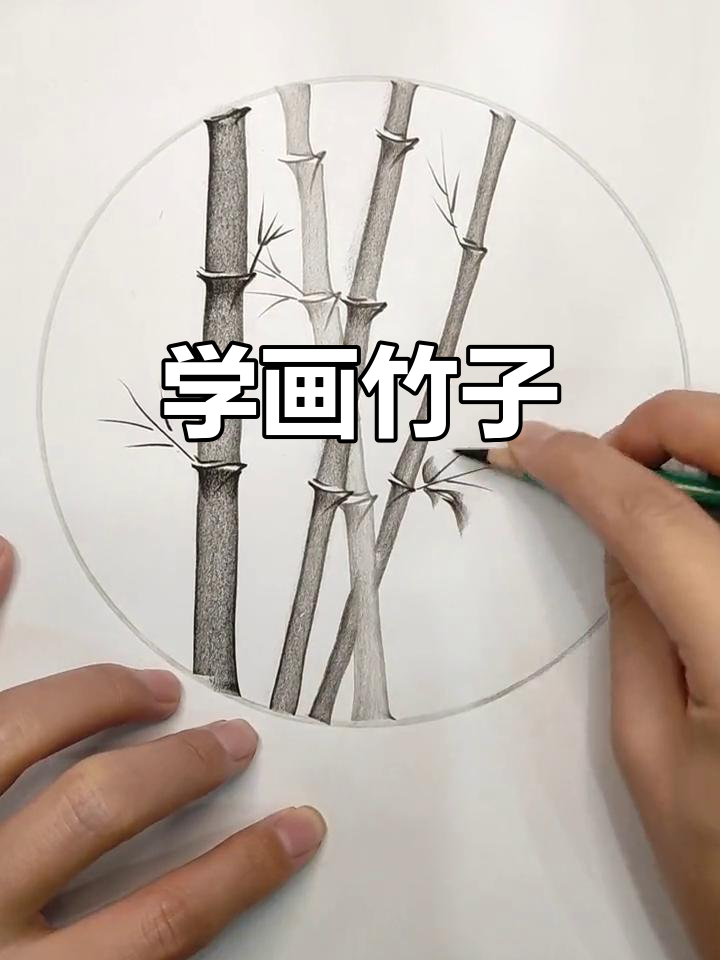 炭笔画竹子,简单又有趣!