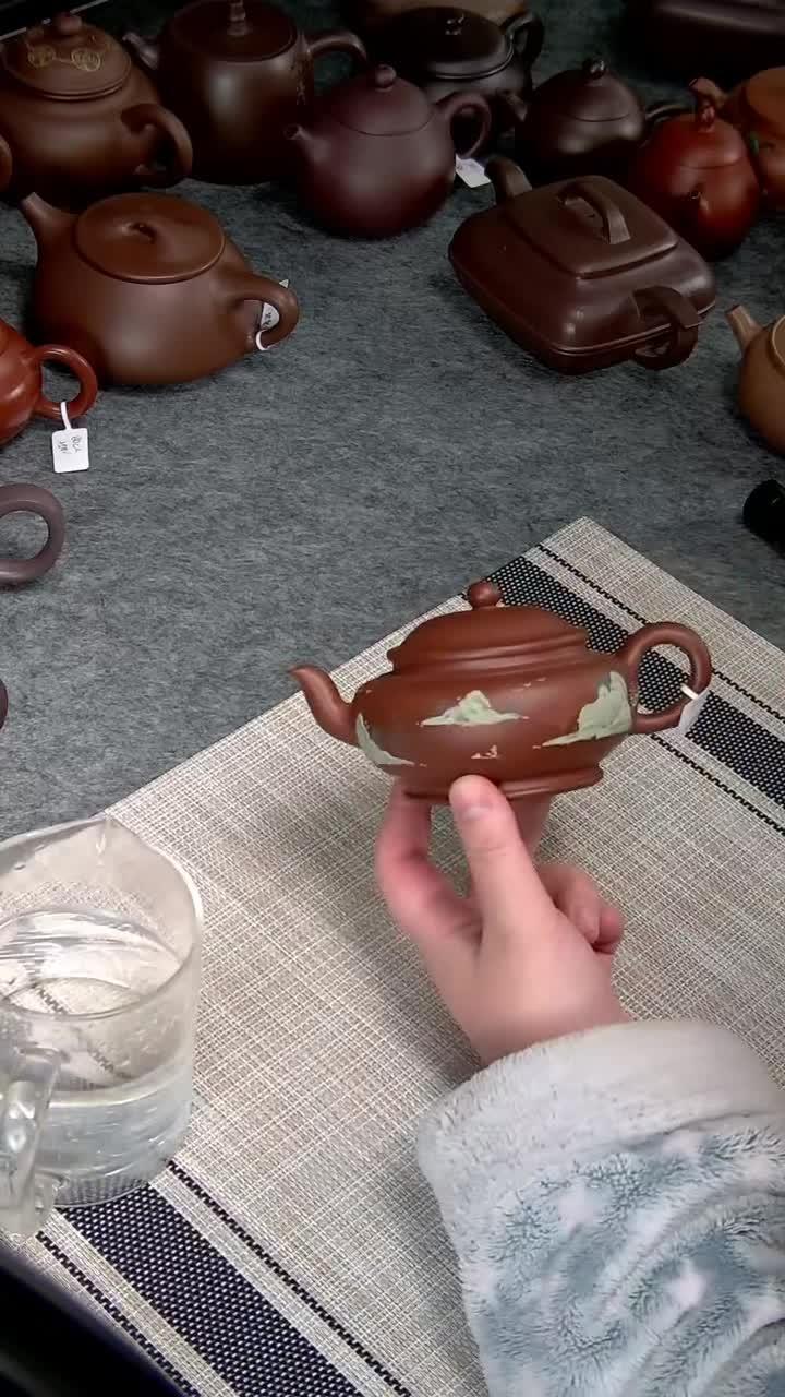 堆绘扁灯双层盖宜兴原矿紫砂茶壶喝茶 紫砂壶 茶具好物推荐 器物之美