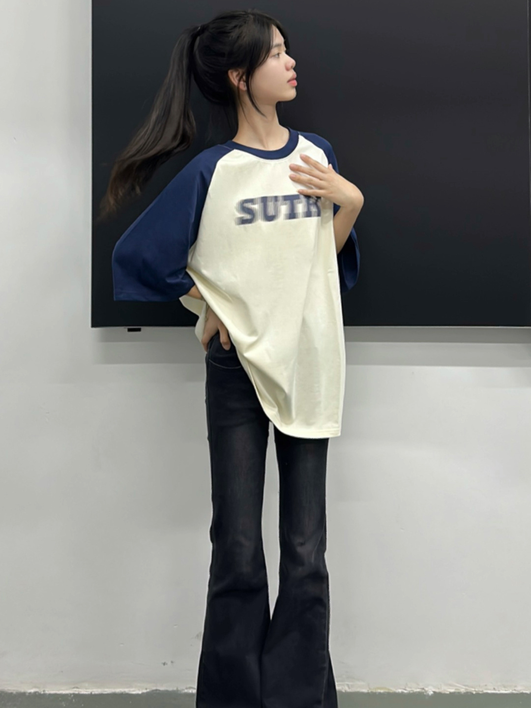 高马尾八字刘海