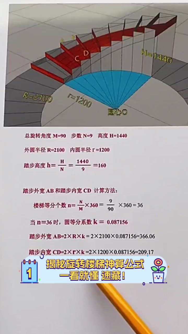 半圆楼梯计算公式图解图片