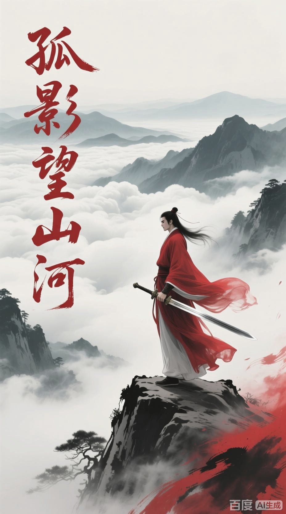 水墨古风,侠客孤影望山河