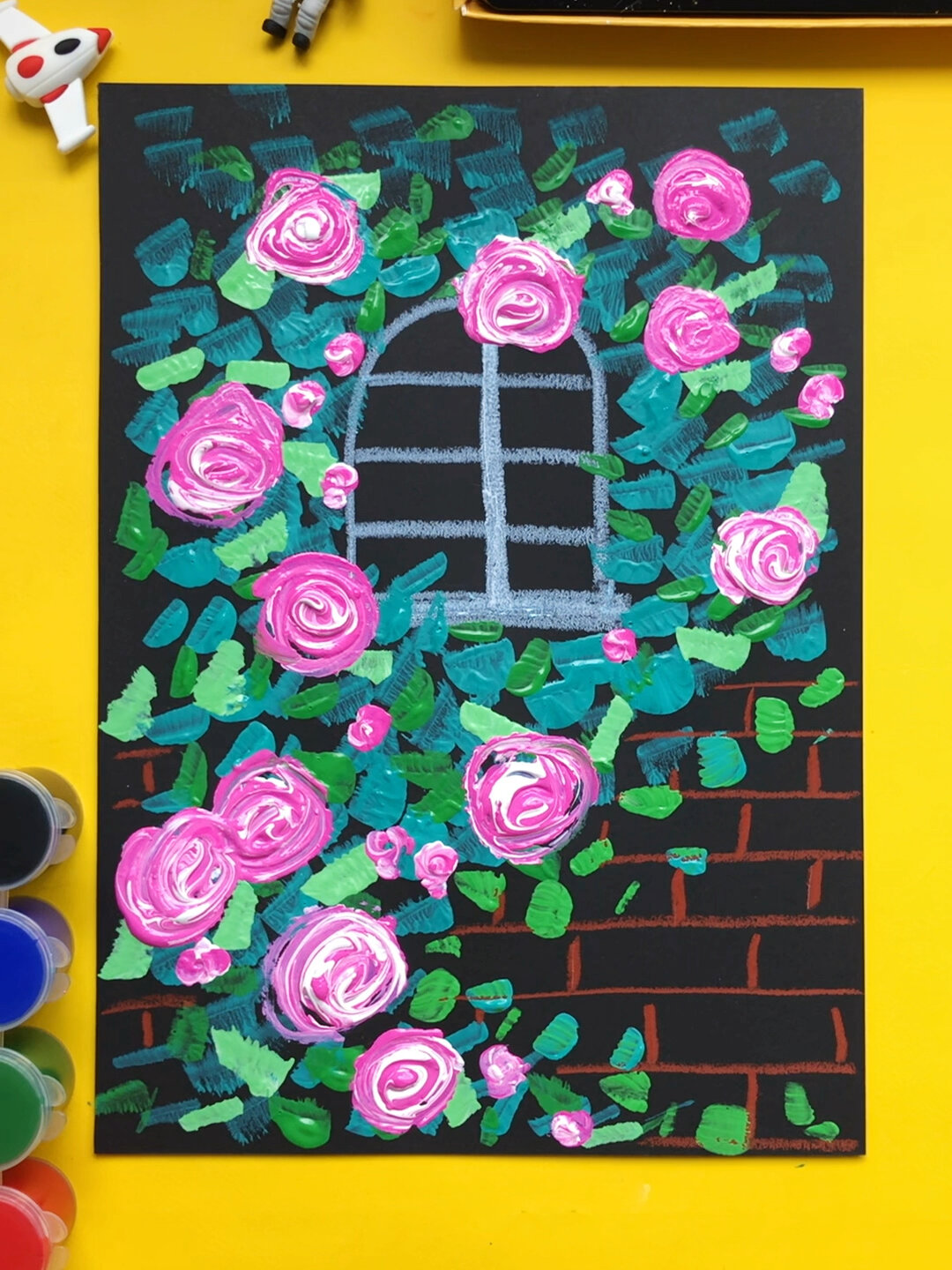 棉签转转画蔷薇 超简单的水粉装饰画