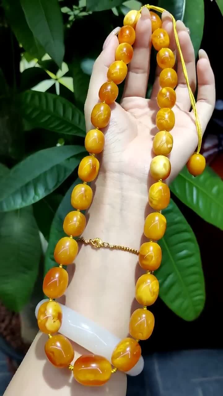 收藏级丹麦老蜜蜡枣珠项链
