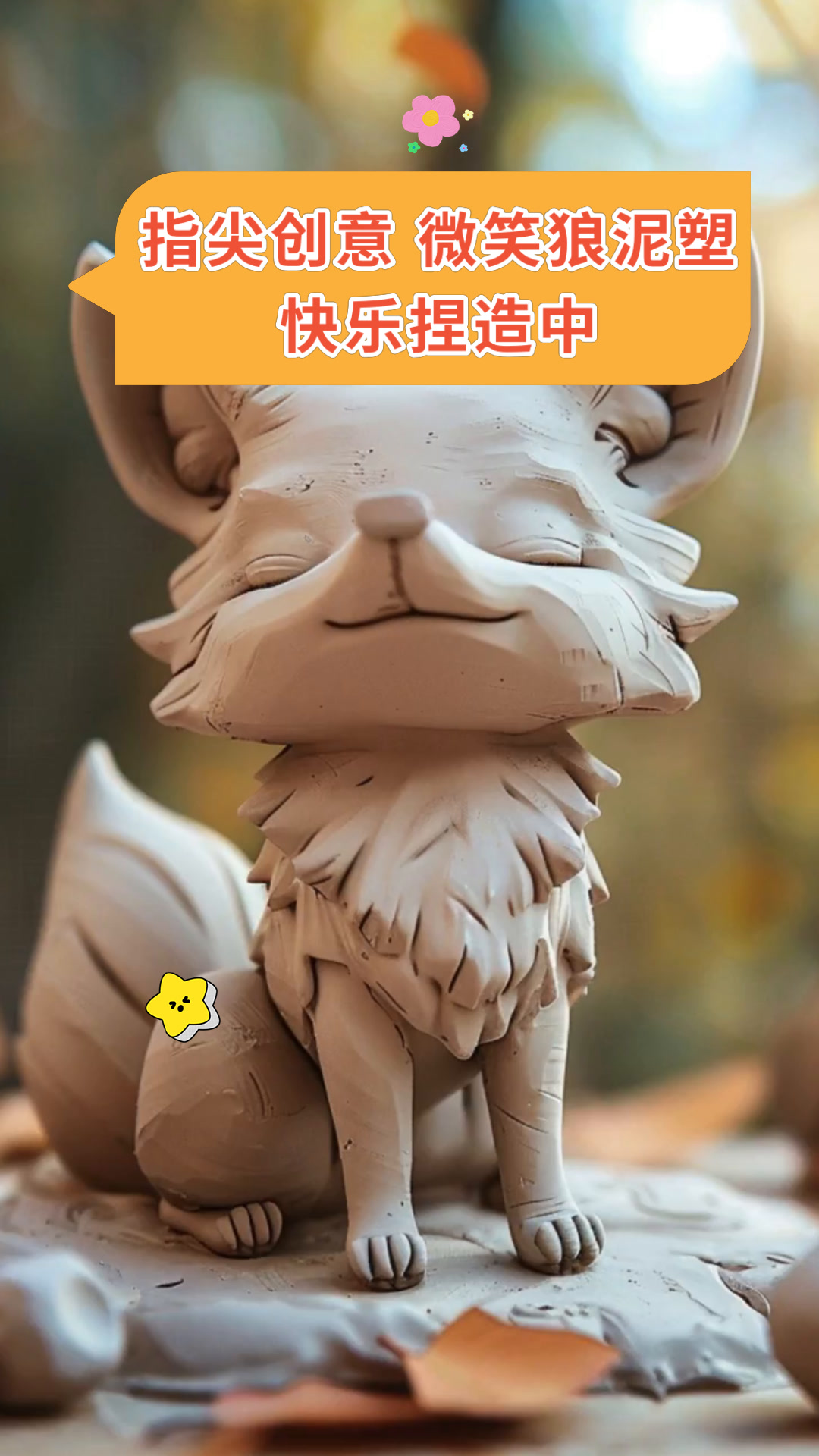 指尖创意 微笑狼泥塑快乐捏造中