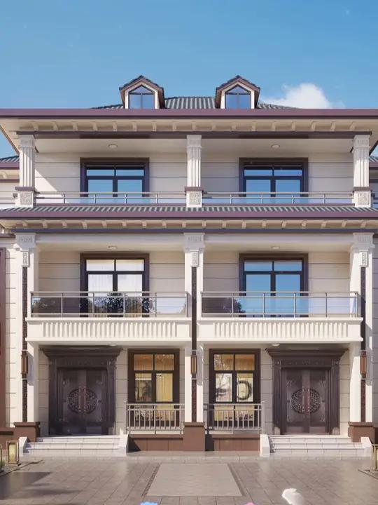 别墅设计 图纸设计 农村自建房 双拼别墅 自建房外观设计效果图