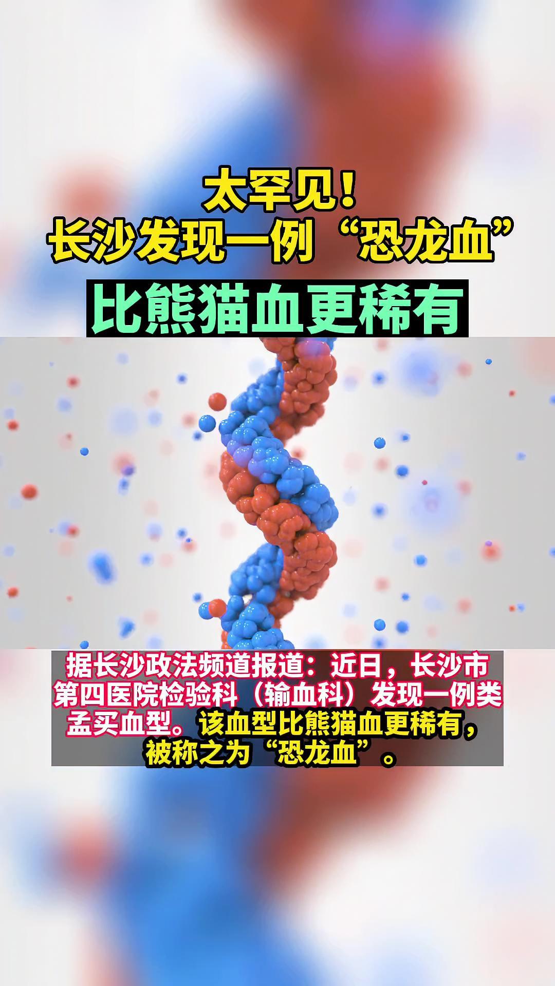 太罕见!长沙发现一例恐龙血血型比熊猫血更稀有