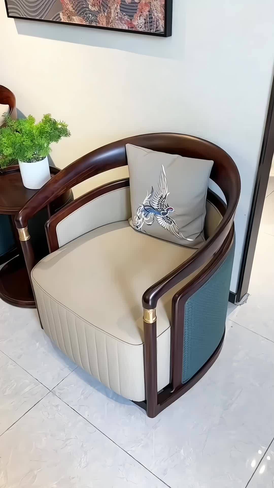 新中式家具 休闲椅 沙发 实木家具 乌金木家具