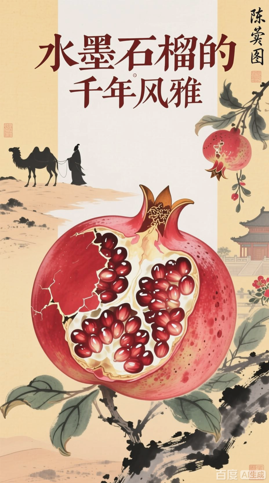 国画水墨中的石榴之美