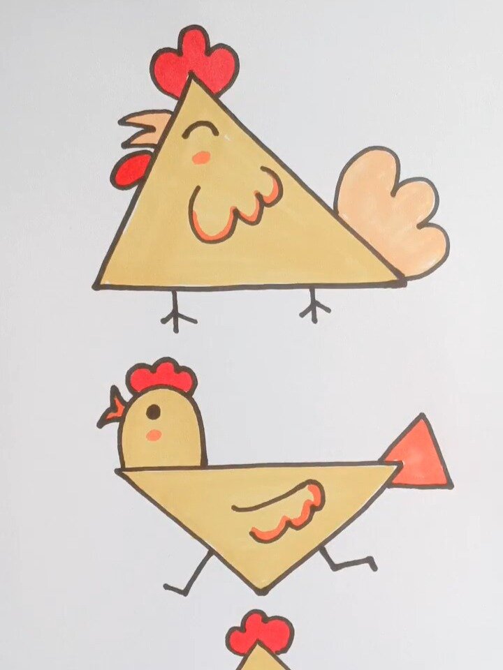 用三角形画萌萌哒的鸡