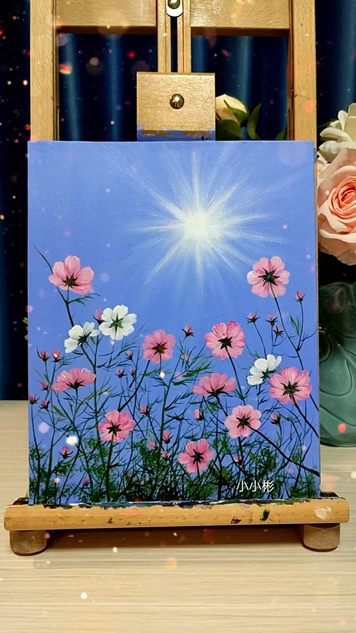 超详细视频教你画(格桑花)丙烯画教程