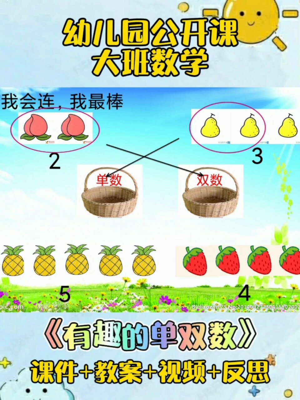 幼儿园大班优质公开课《有趣的单双数》