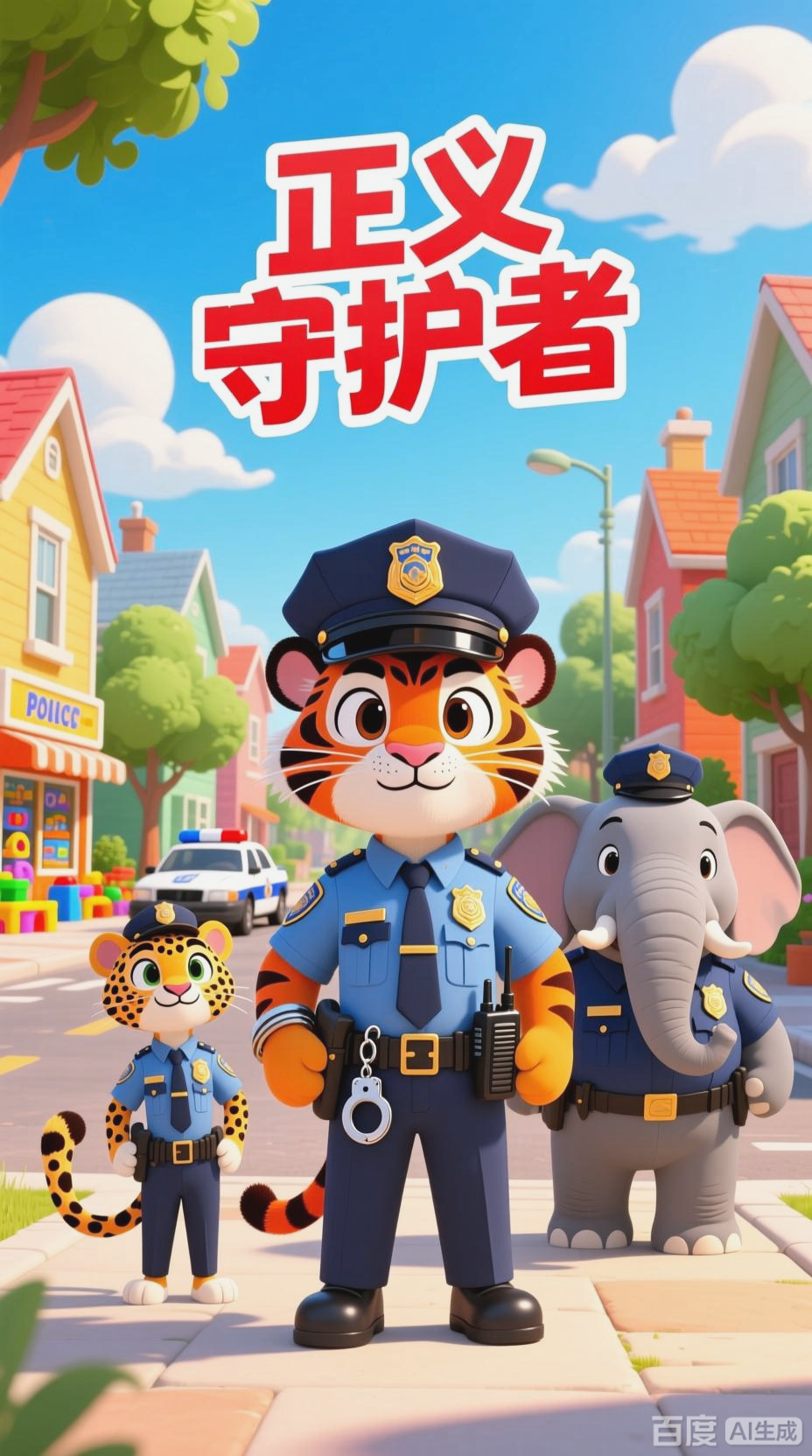 警察卡通,守护正义