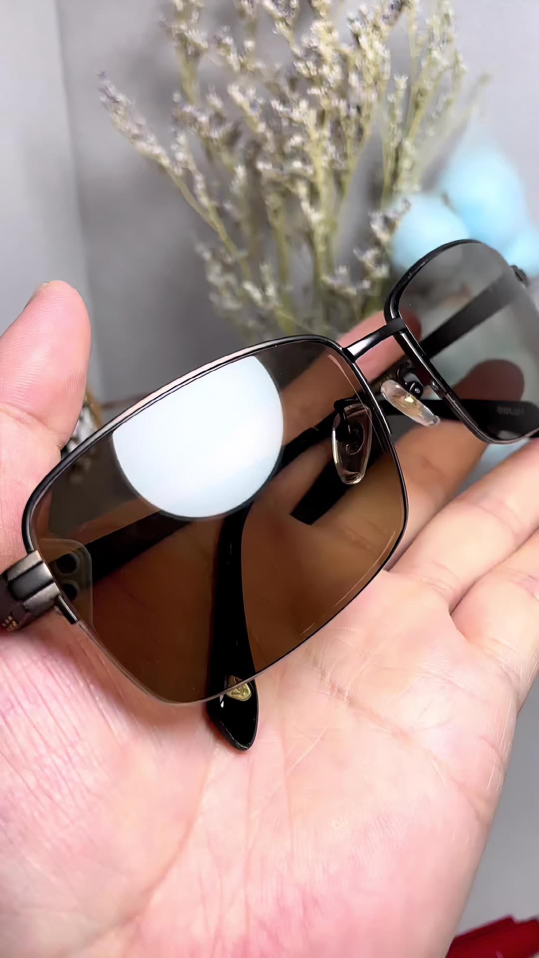 天然深茶色水晶眼镜400弯配玛莎拉蒂半框拉丝镜架天然水晶石头镜高