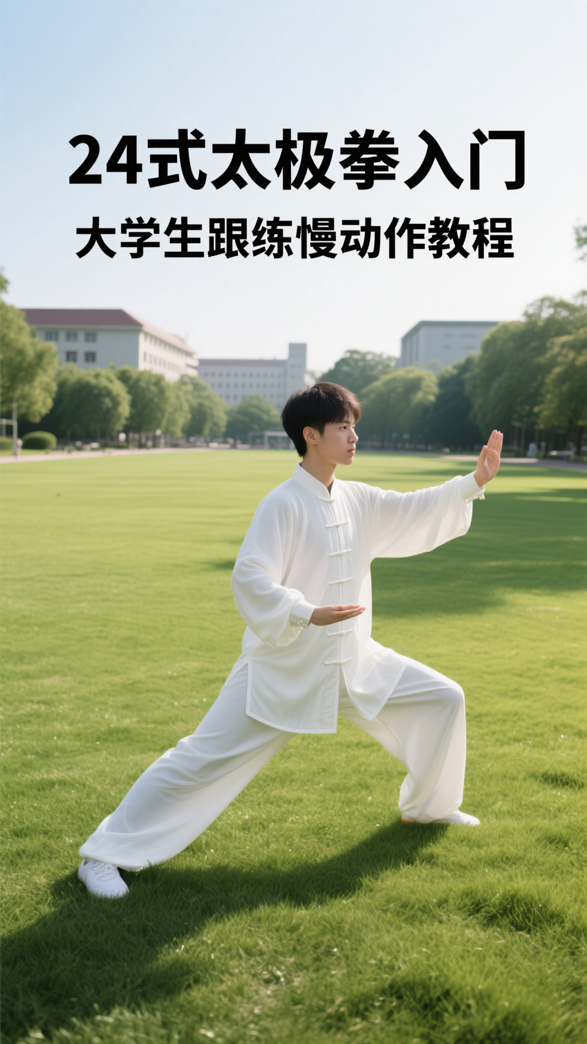 24式太极拳入门,大学生跟练慢动作教程
