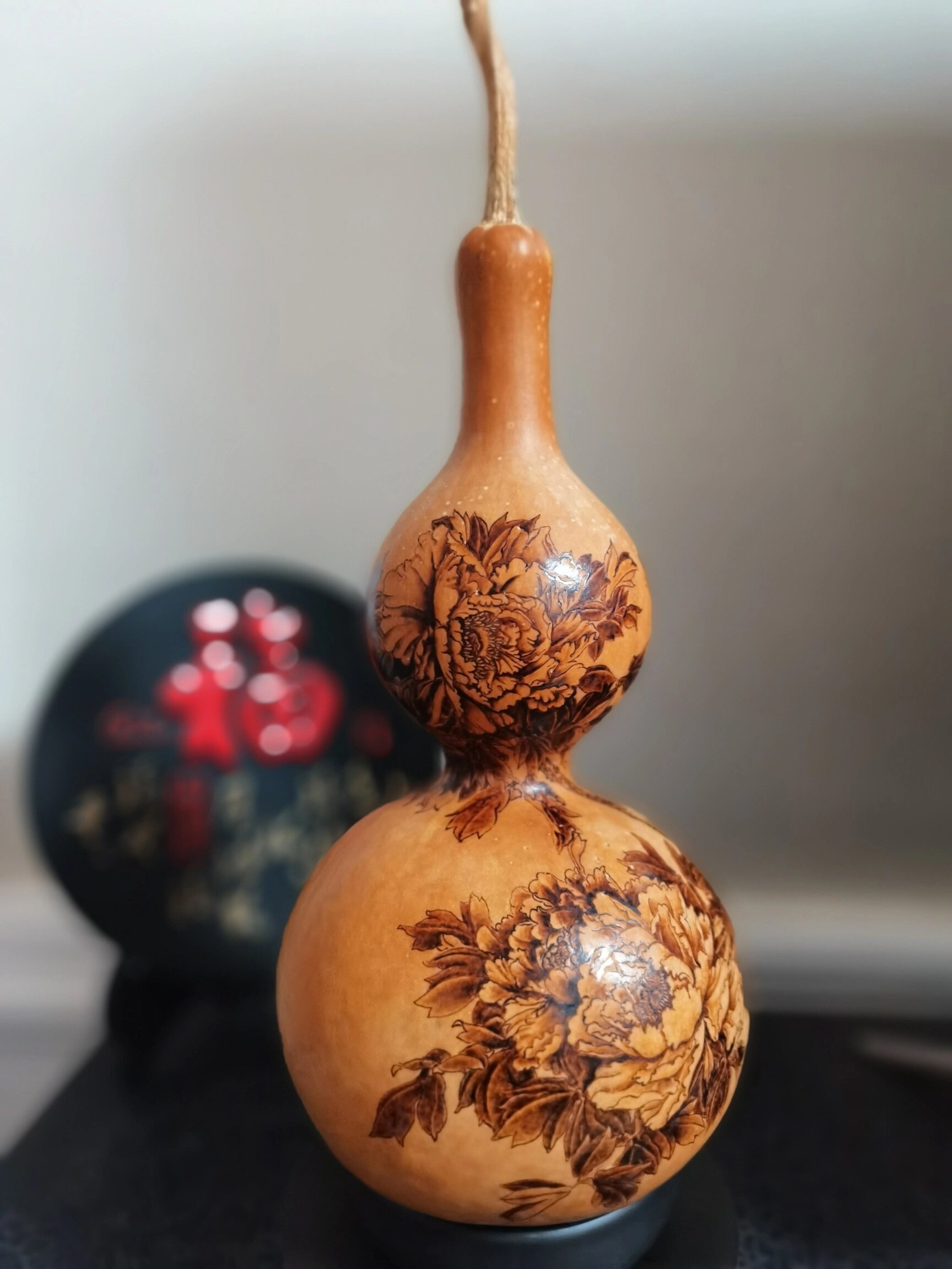 葫芦烙画花开富贵