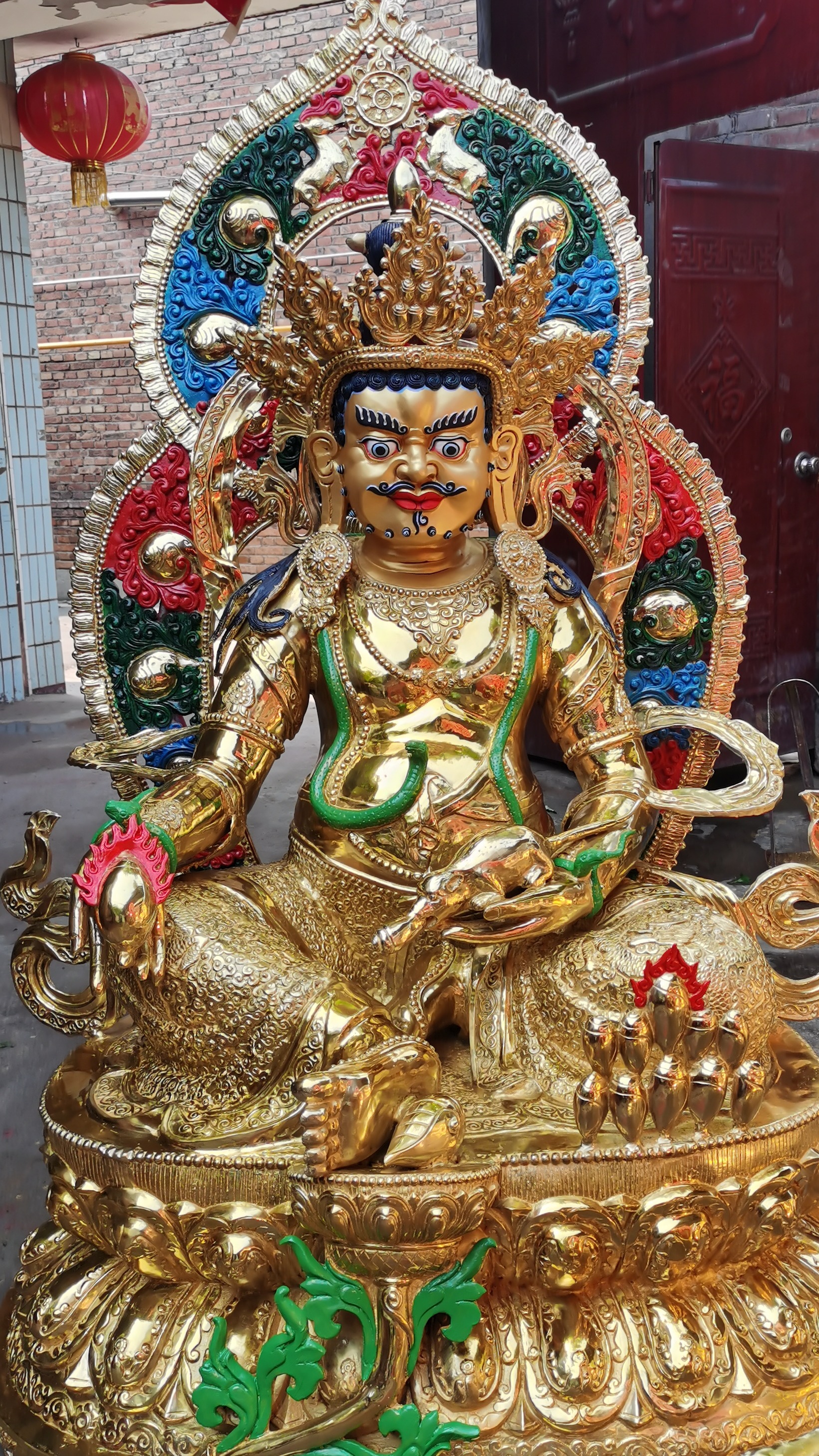 纯铜鎏金黄财神佛像摆件西藏家用招财铜像