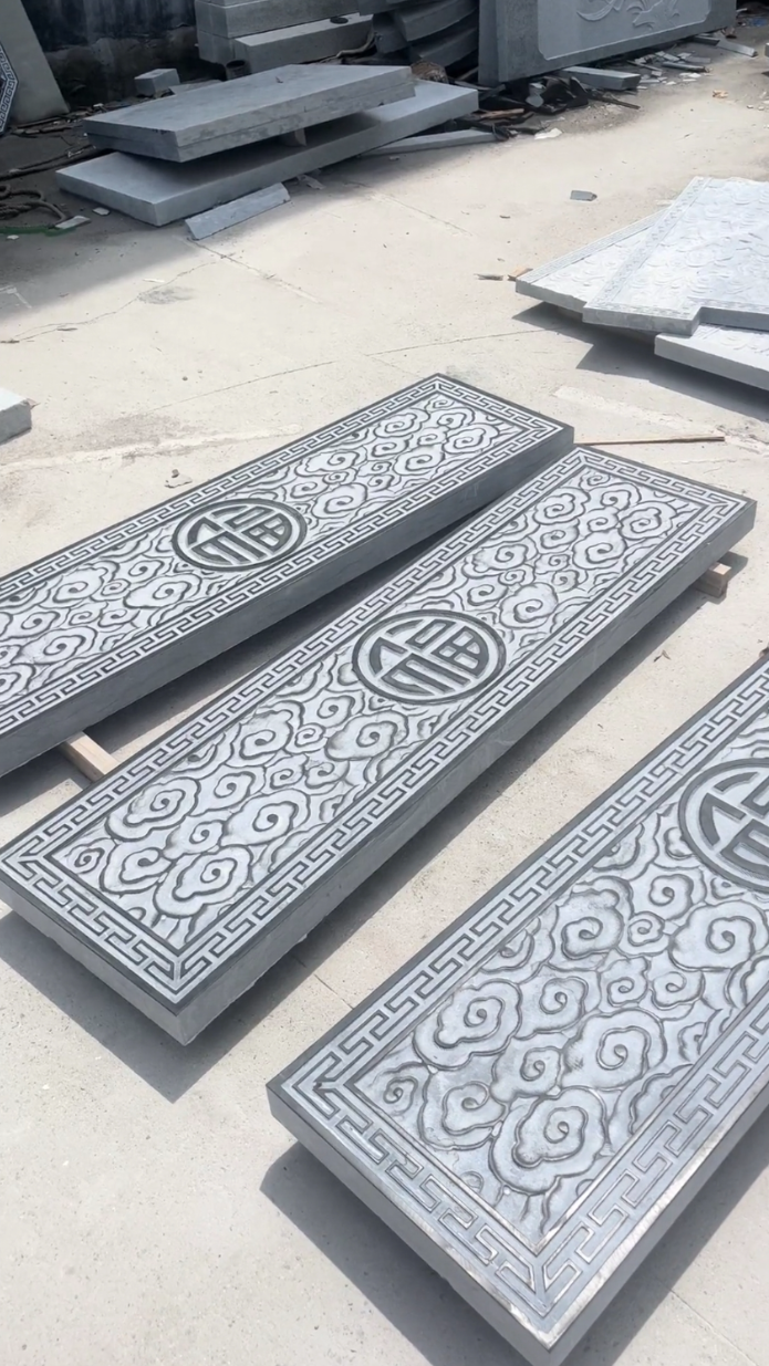 新中式庭院装修青石祥云图案踏步石