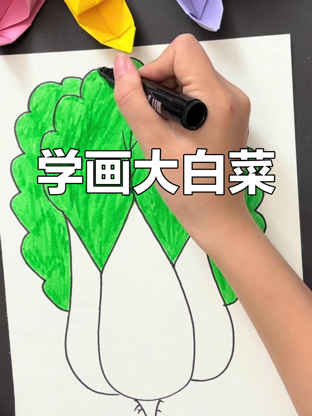 轻松学画白菜,简单步骤教你画出可爱蔬菜