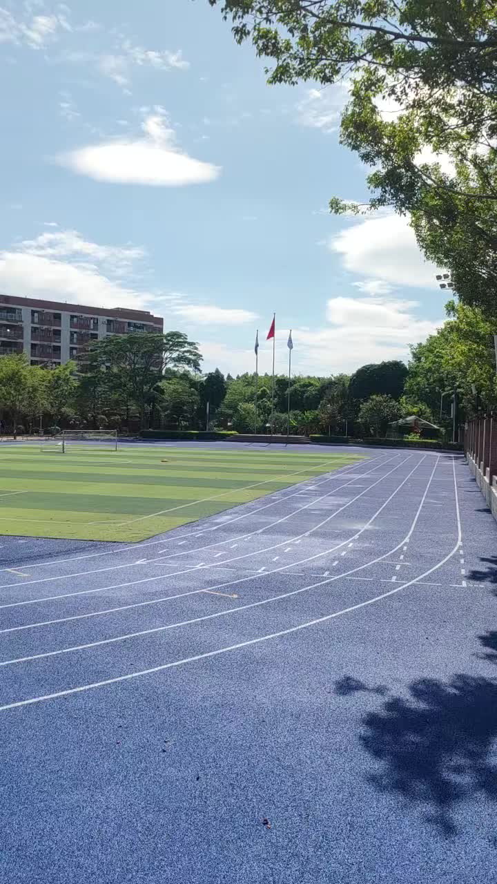 塑胶跑道 蓝色塑胶跑道 体育运动场地面材料-度小视