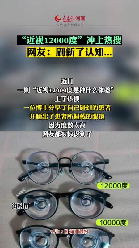 近视12000度冲上热搜网友刷新了认知眼镜提醒护眼近视爱护眼睛保护