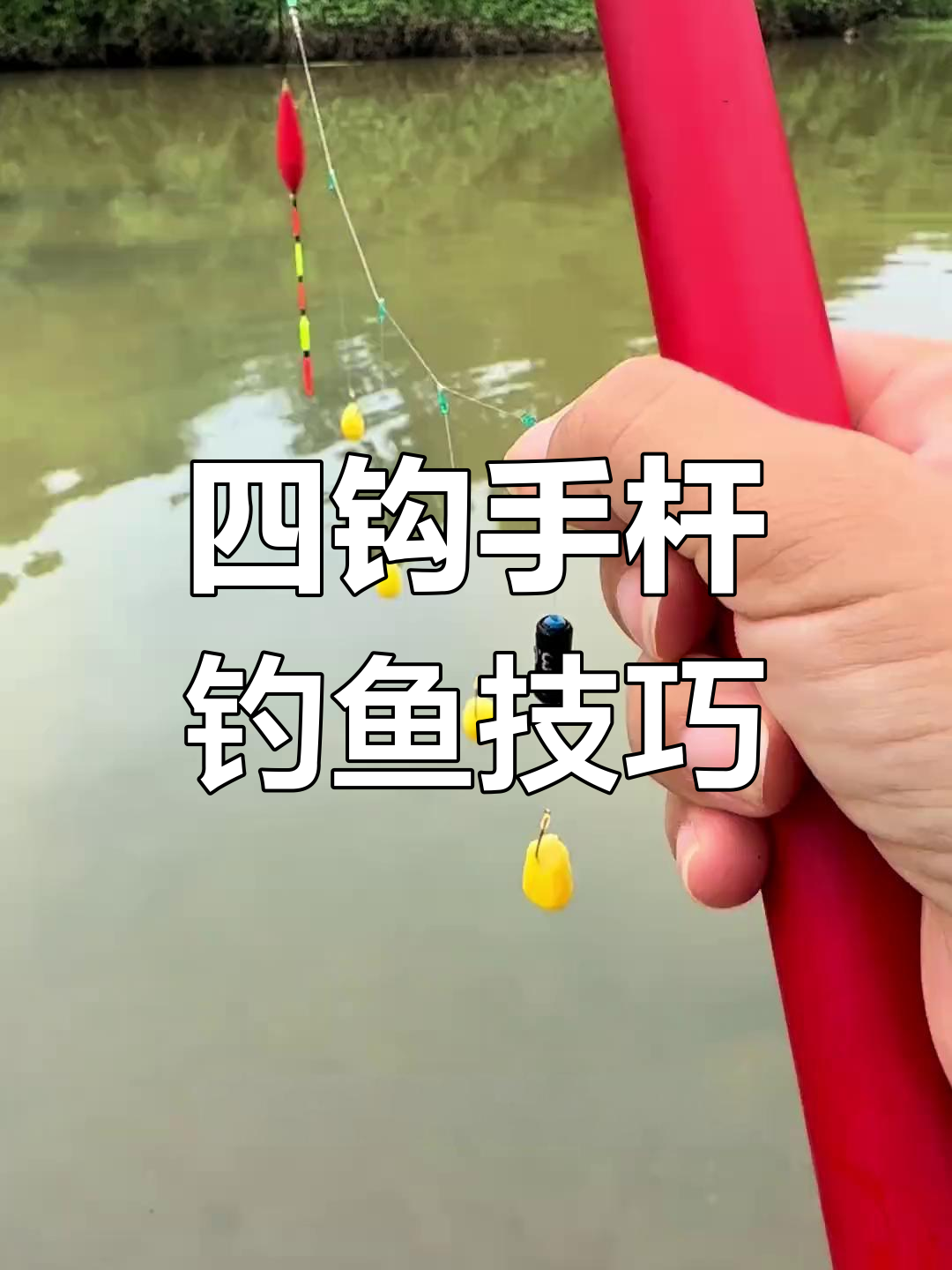 手竿四钩钓法,抛竿即钓无需调漂