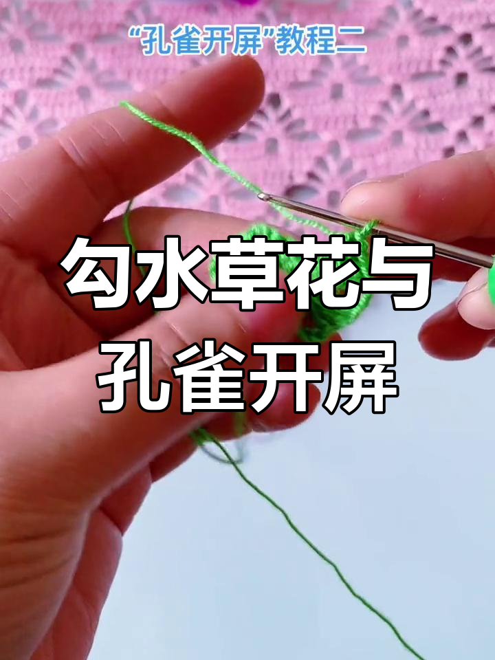 水草花与孔雀开屏钩法全解析,打造独特披肩边饰