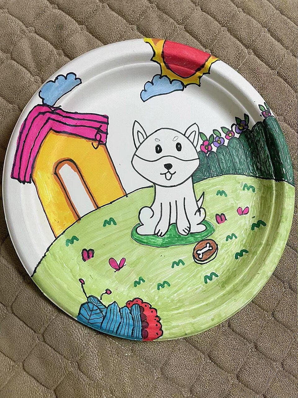 适合儿童的纸盘画之小狗