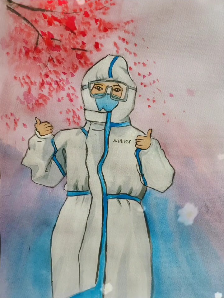 绘画练习:致敬抗疫英雄(水彩5)