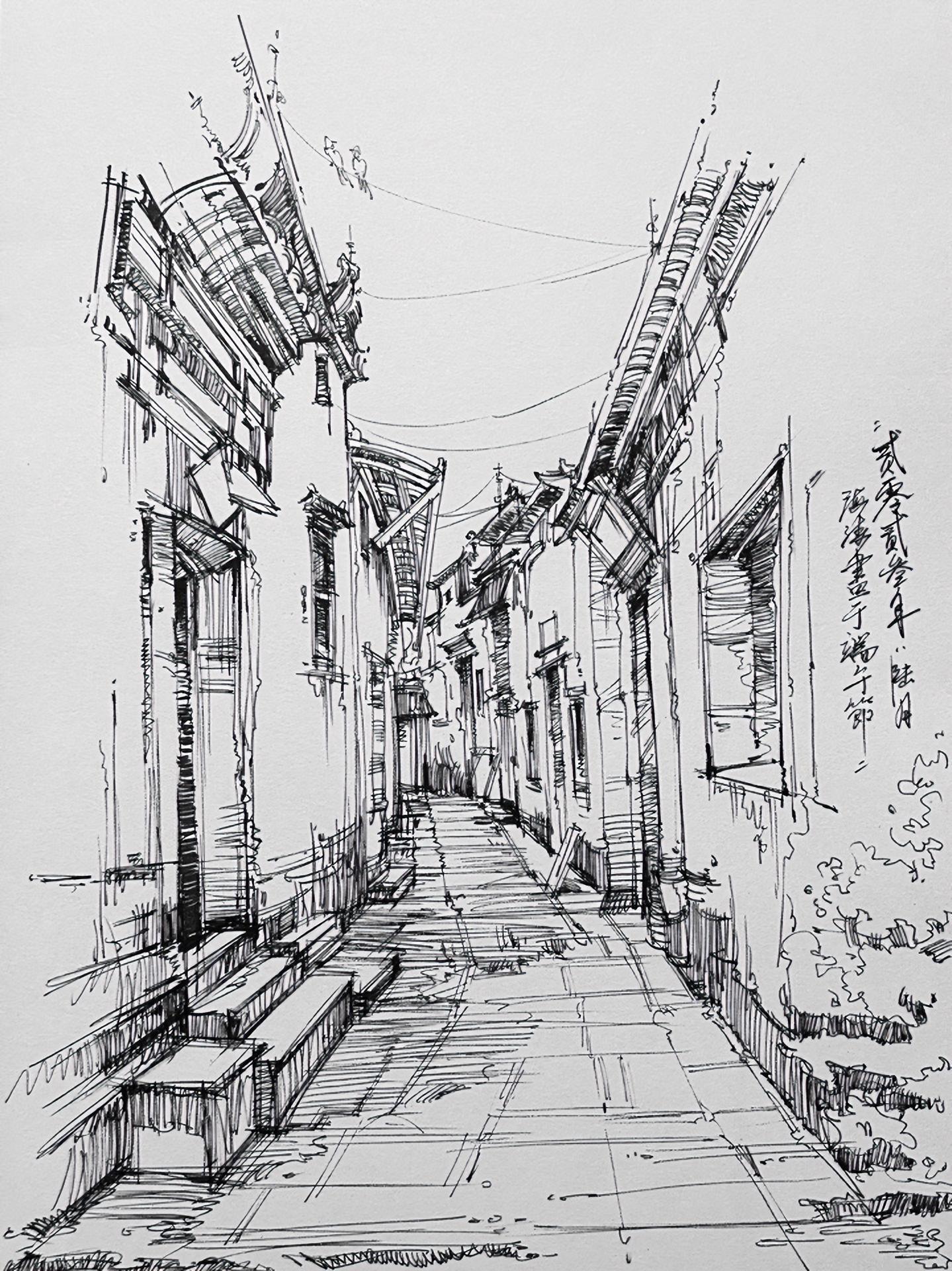 练练速写风景 美术生 建筑手绘 风景写生 画画-度小视