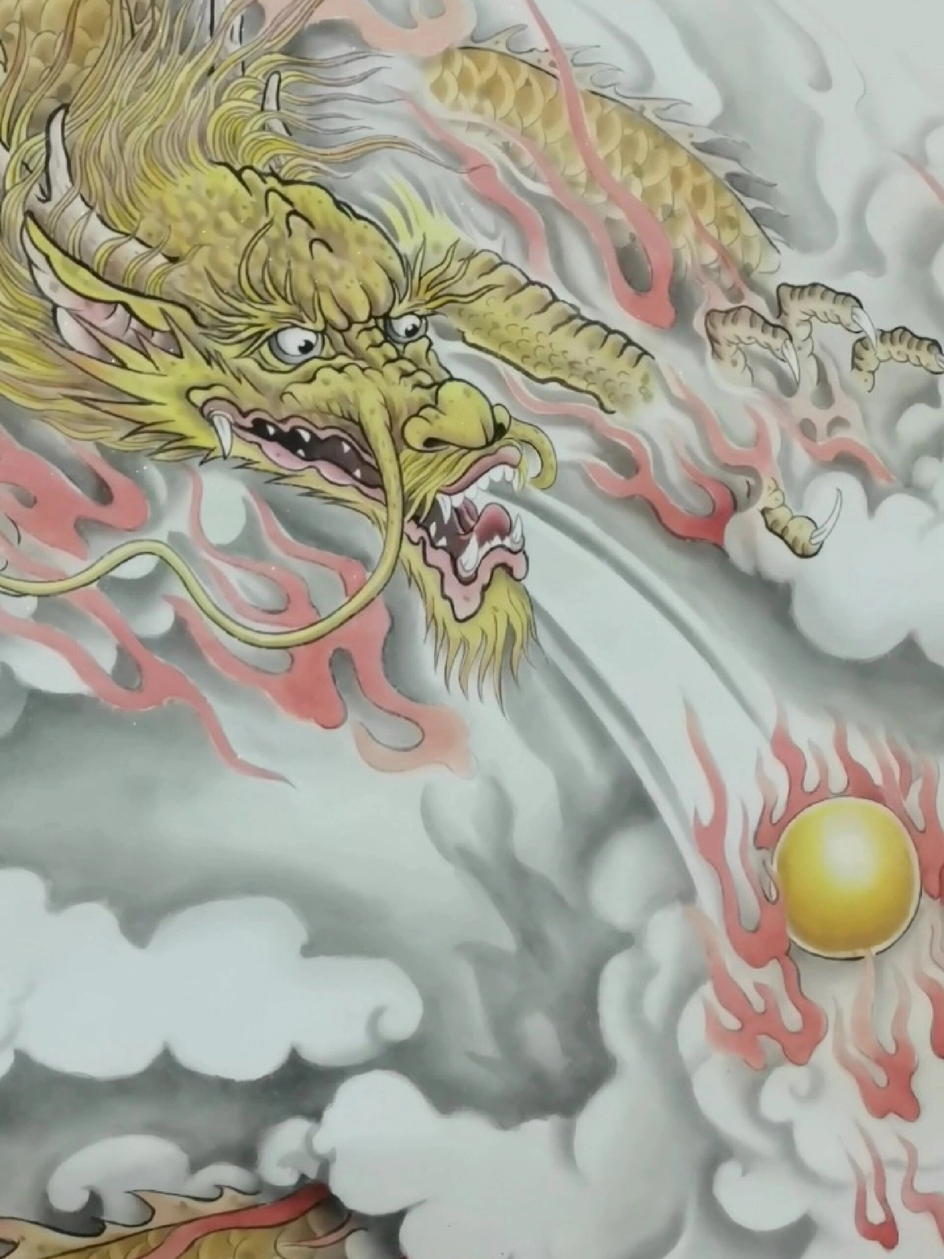 双龙戏珠,工笔龙