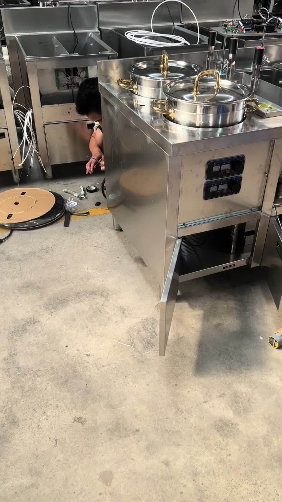 面馆组合炉自动升降煮面炉,汤炉一体机,明档厨房更高级