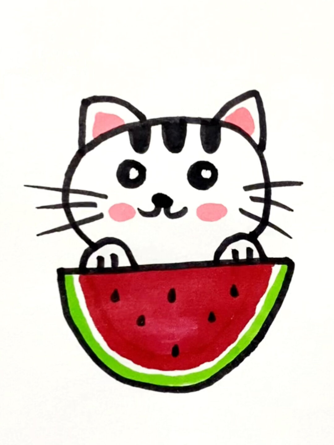 猫简笔画 卡通 彩色图片