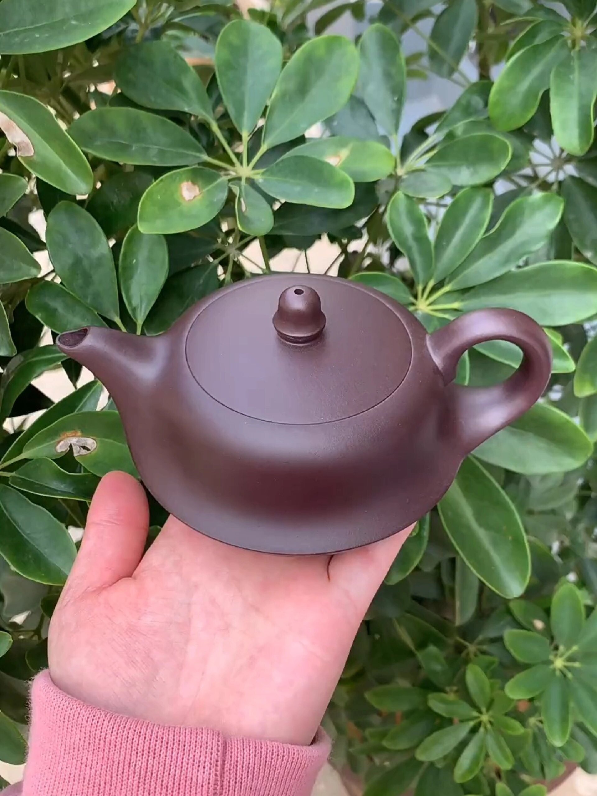 宜兴精品紫砂壶原矿紫茄泥曲壶280cc
