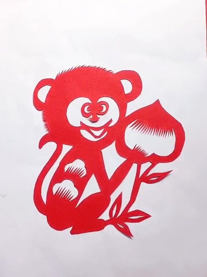 十二生肖剪纸猴子