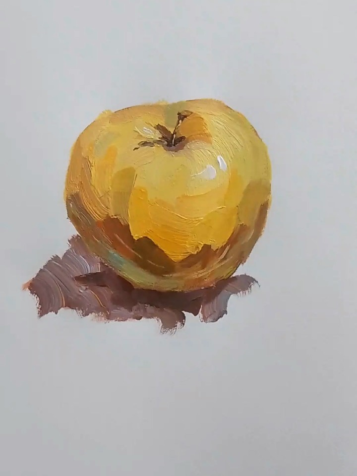 简单易学的水粉色彩静物苹果画法 黄苹果