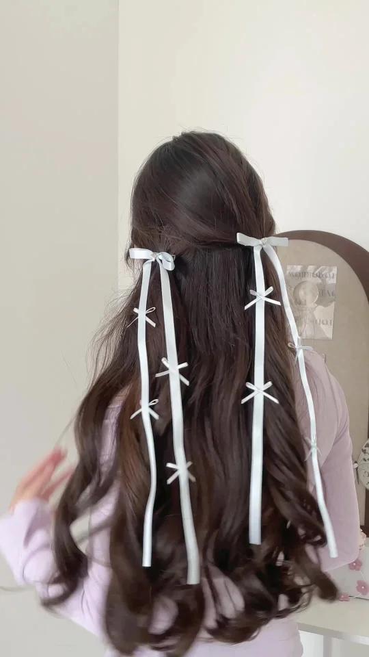 甜妹芭蕾风丝带公主头发型教程30s完成