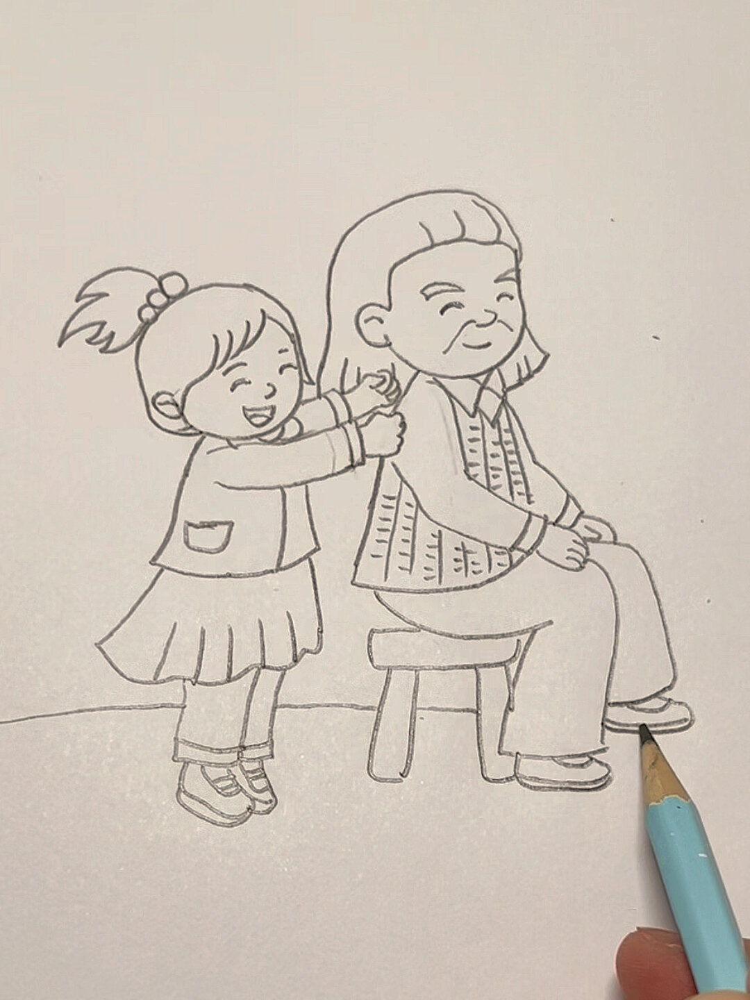 重阳节快到了,孝敬老人的简笔画学着画起来