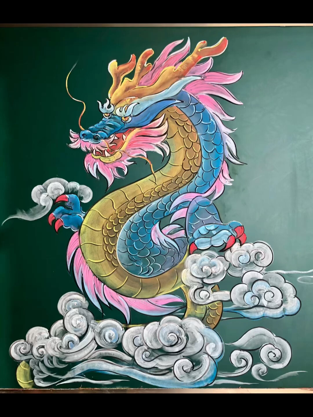 元旦 新年黑板报一粉笔画