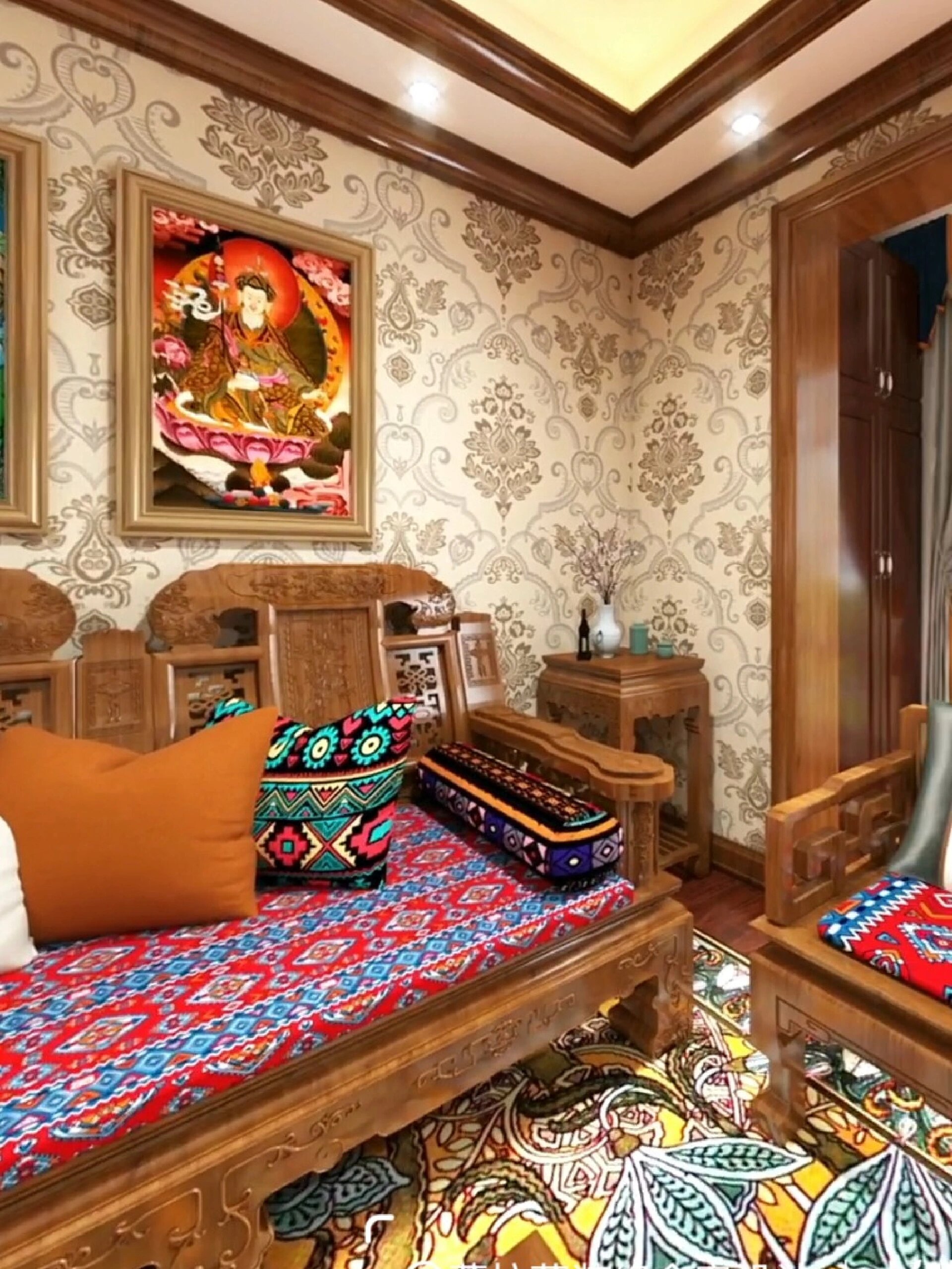 西藏拉萨装修|大平层藏式客厅这样设计