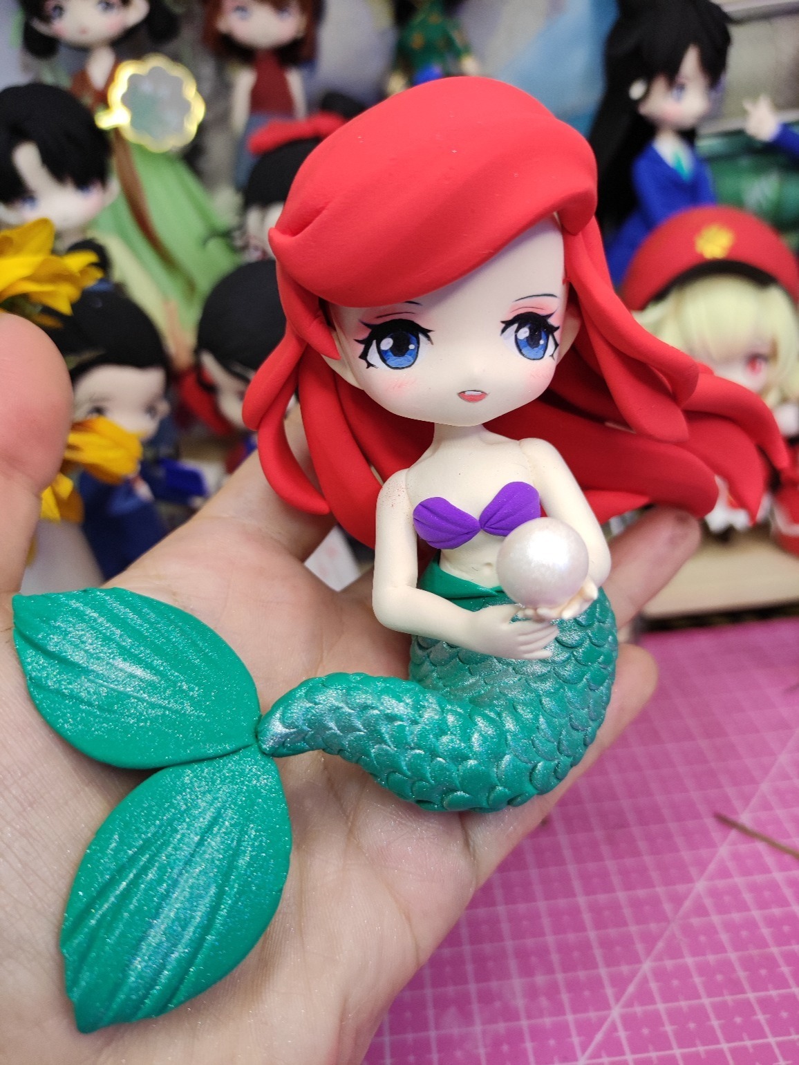 美人鱼爱丽儿粘土制作过程