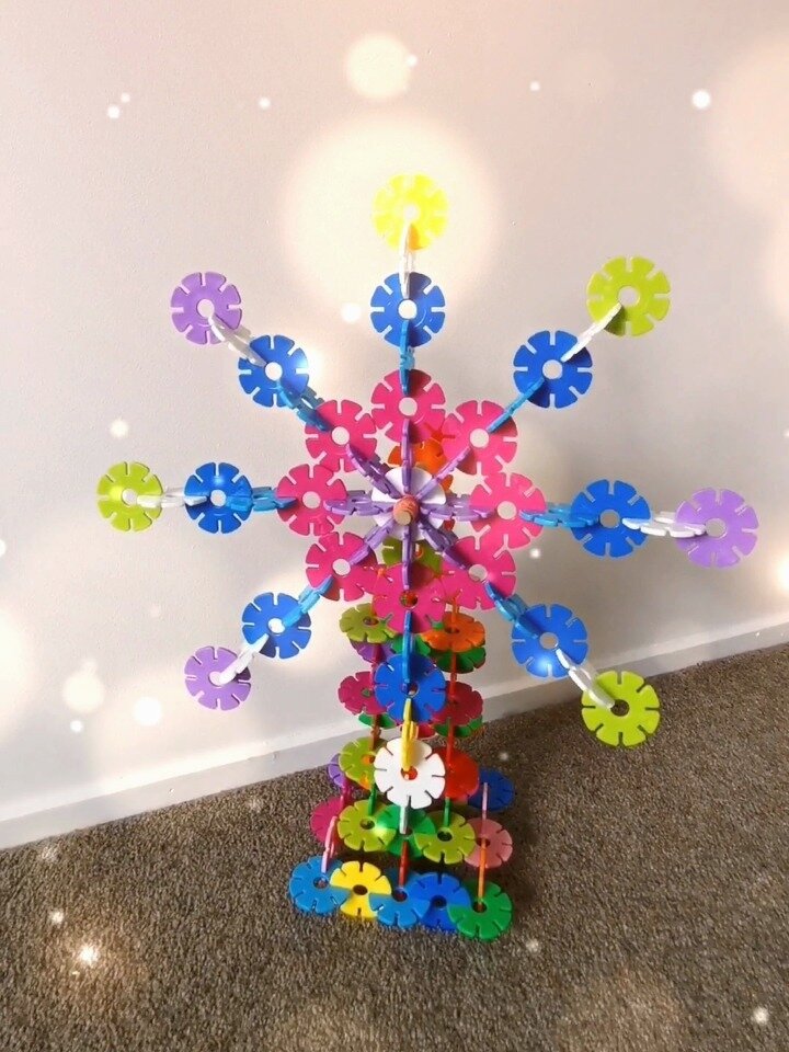 雪花片搭建 转起来的风车