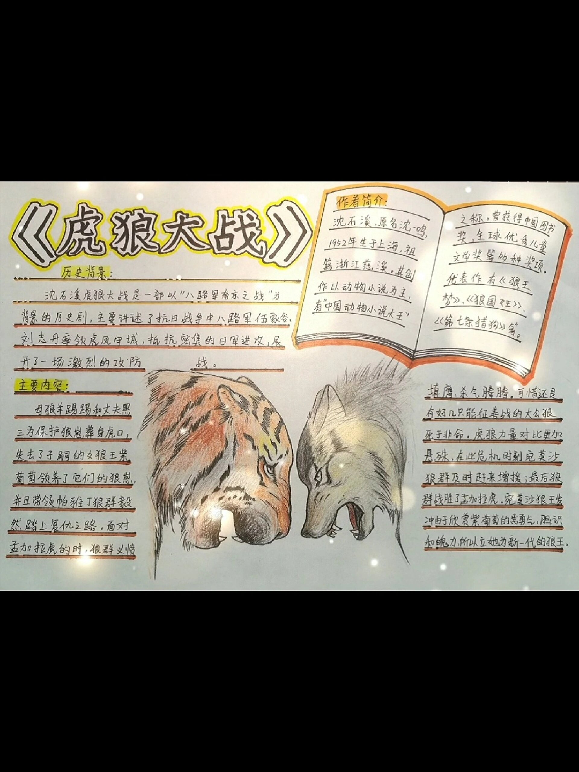 沈石溪《虎狼大战》内容手抄报