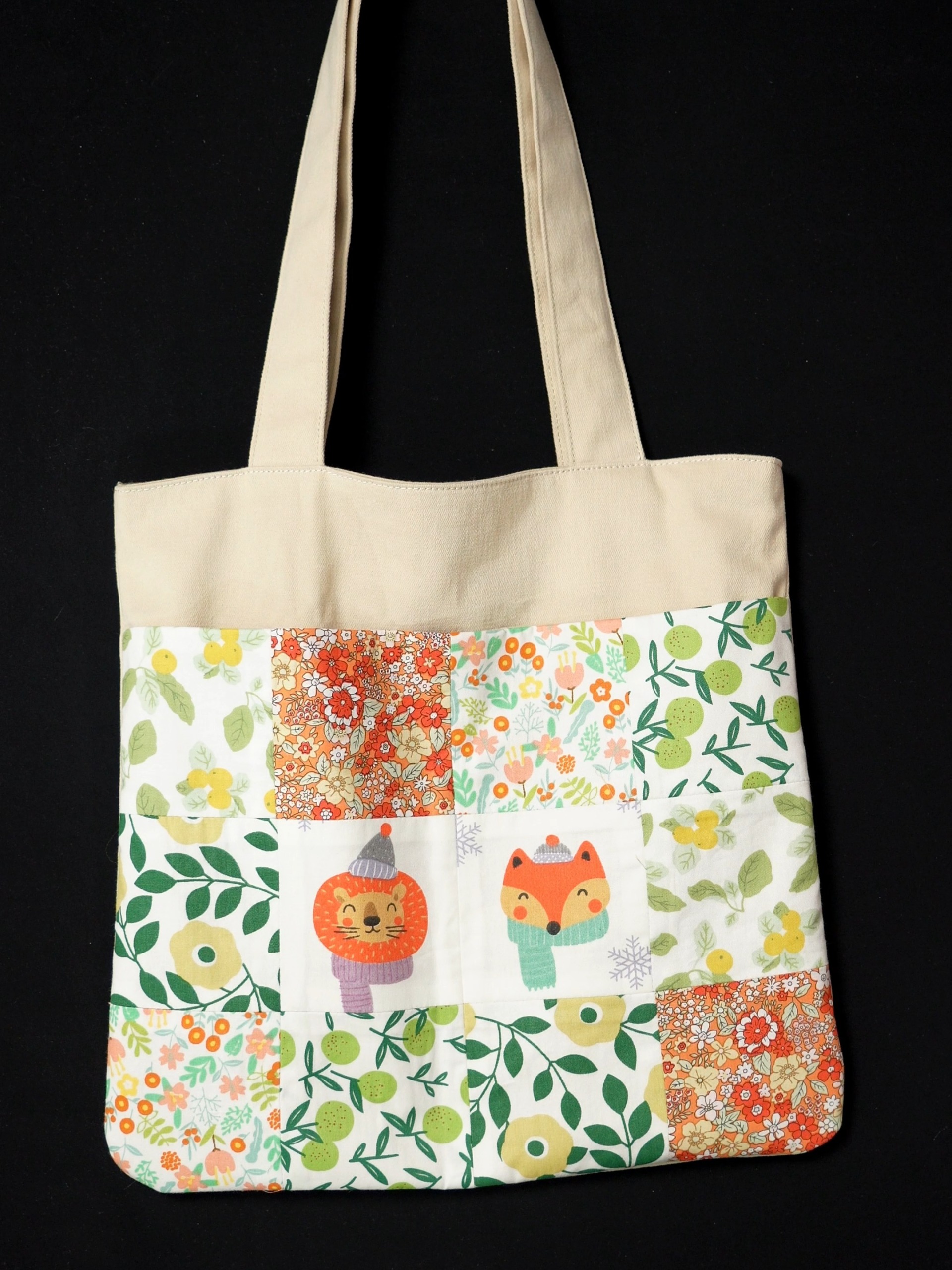 拼布手工 用布头拼出一个可爱的包包图案