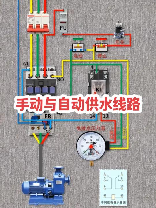 电接点压力表手动与自动供水控制线路接线方法