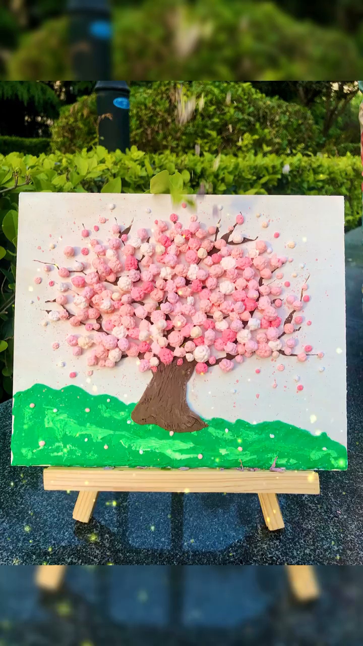 彩泥桃花树图片