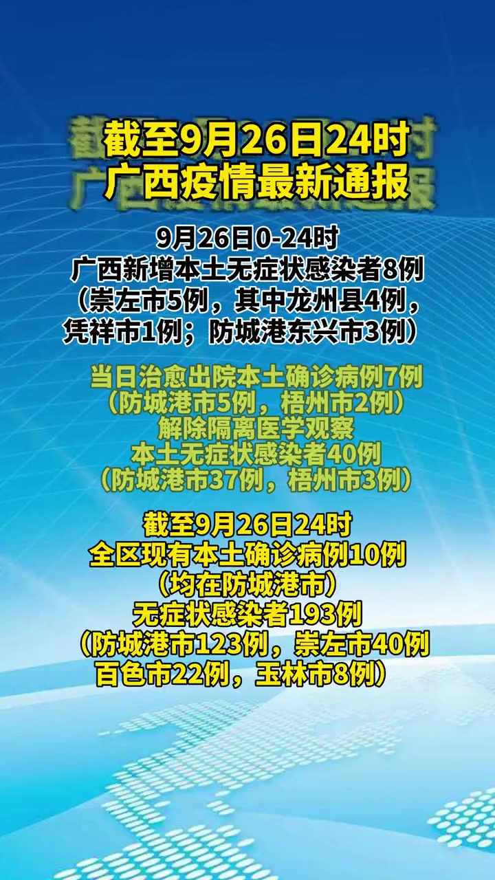 截至9月26日24时广西疫情最新通报最新疫情通报重要通知最新发布最新