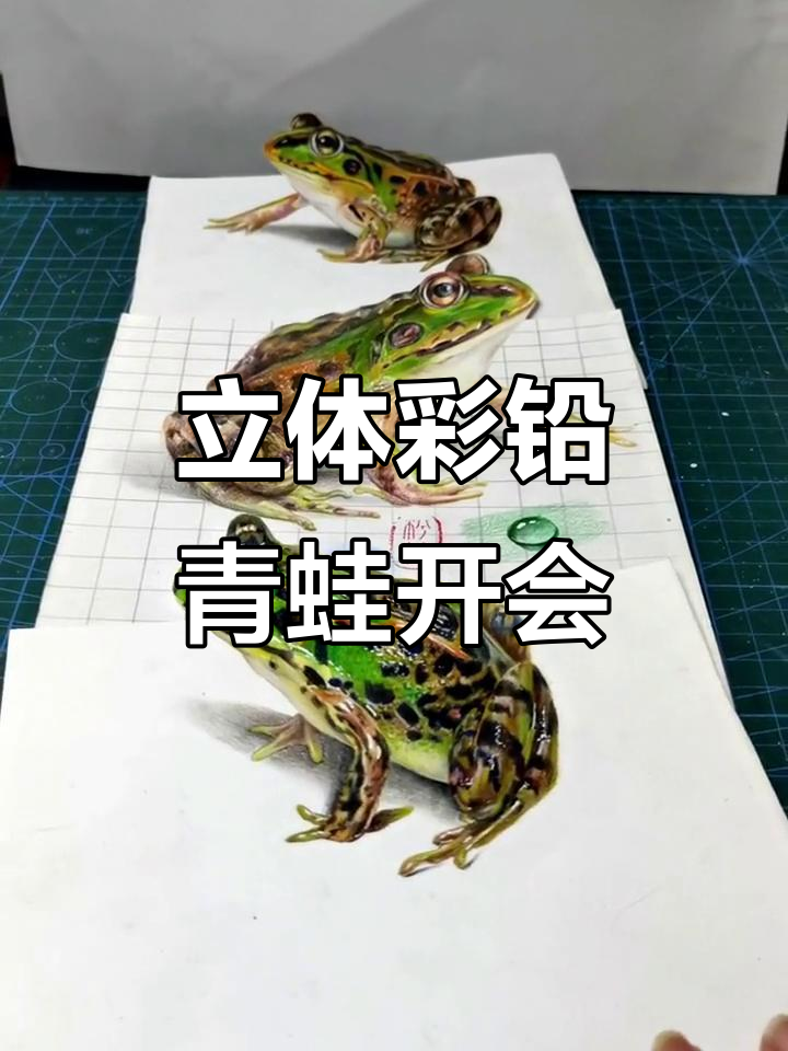 3d彩铅画:青蛙们开大会,萌态十足
