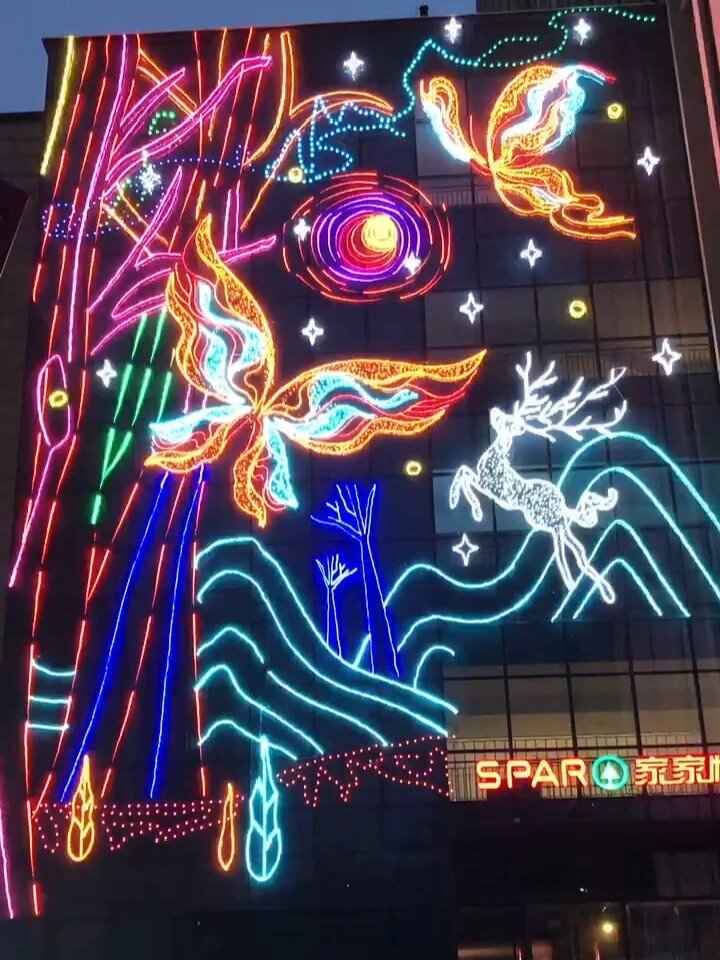 动态幕墙灯饰画商场楼体墙体灯饰画灯光天幕