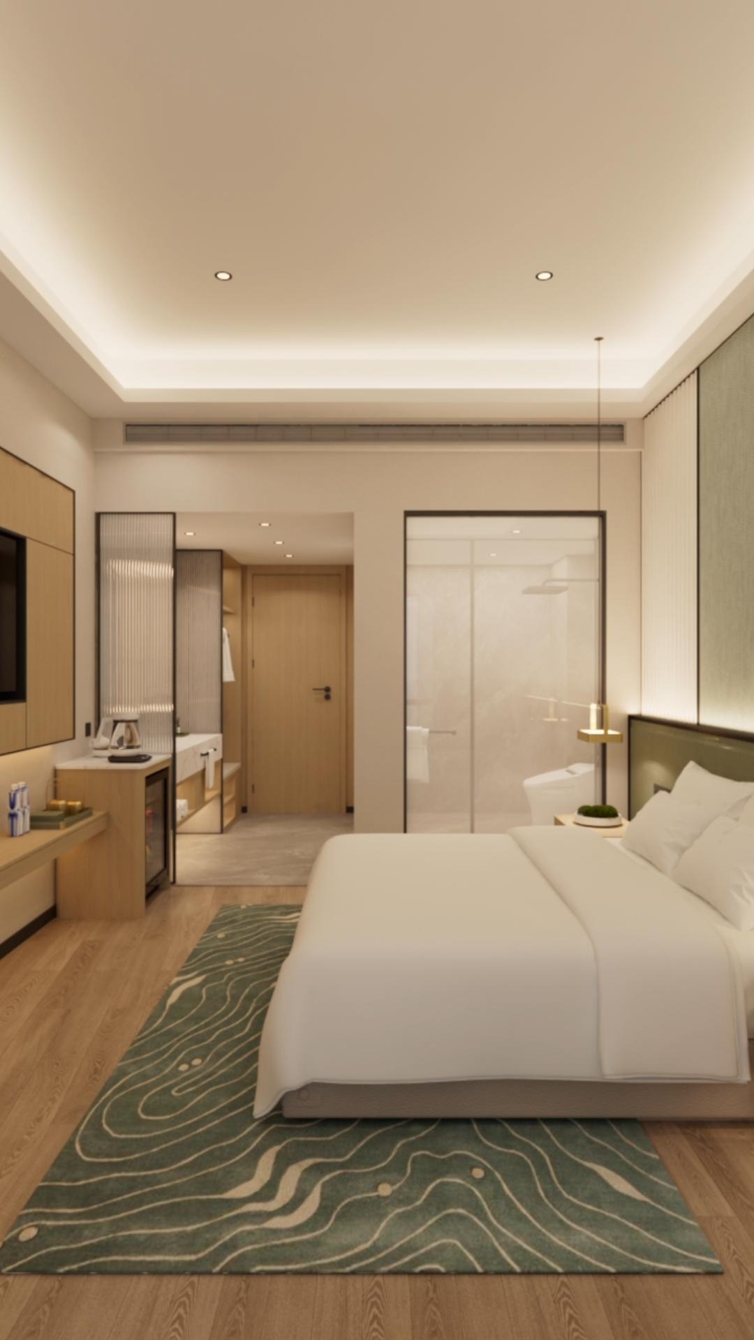 连锁酒店现代简约风客房全套家具设计