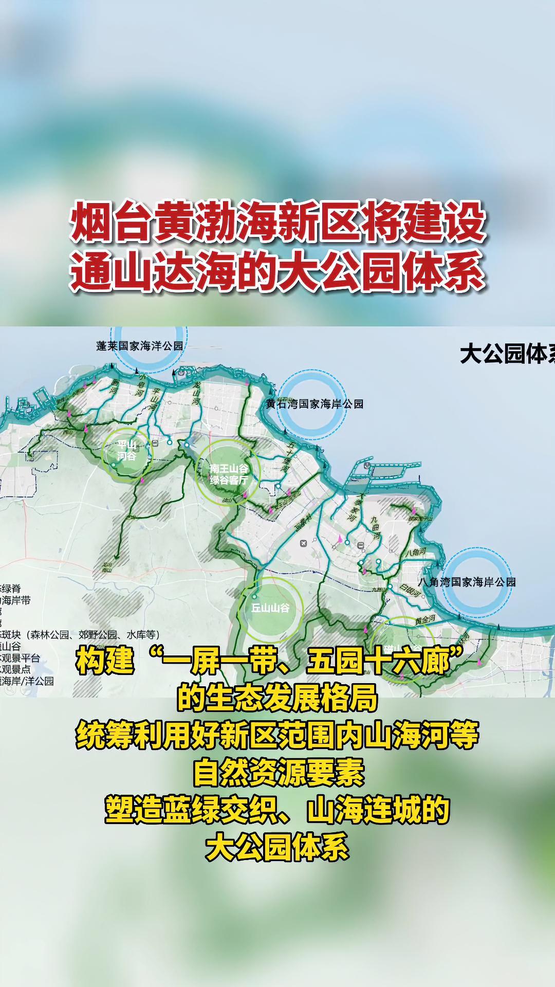 烟台黄渤海新区将建设通山达海的大公园体系烟台黄渤海新区